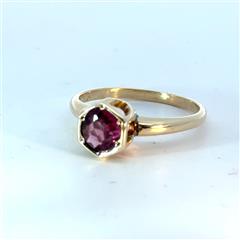 Synthetic Pink Tourmaline Lady's Stone Ring 14K Yellow Gold 3.1g Size:7.5